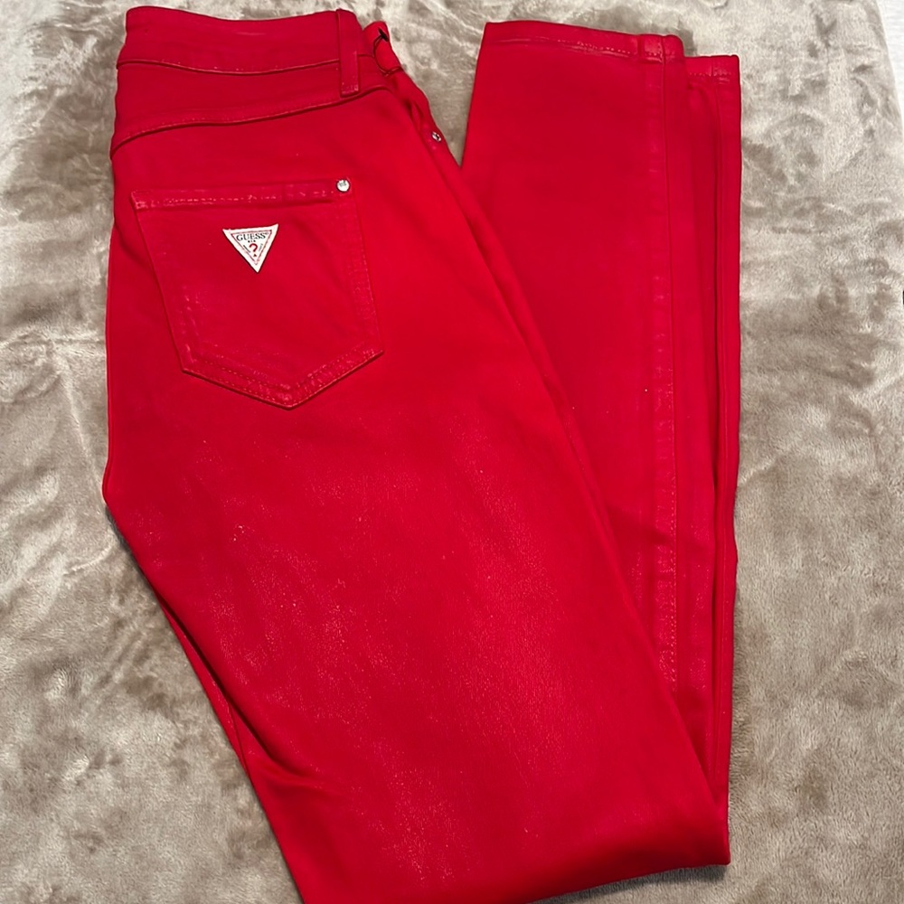 Guess red skinny jeans